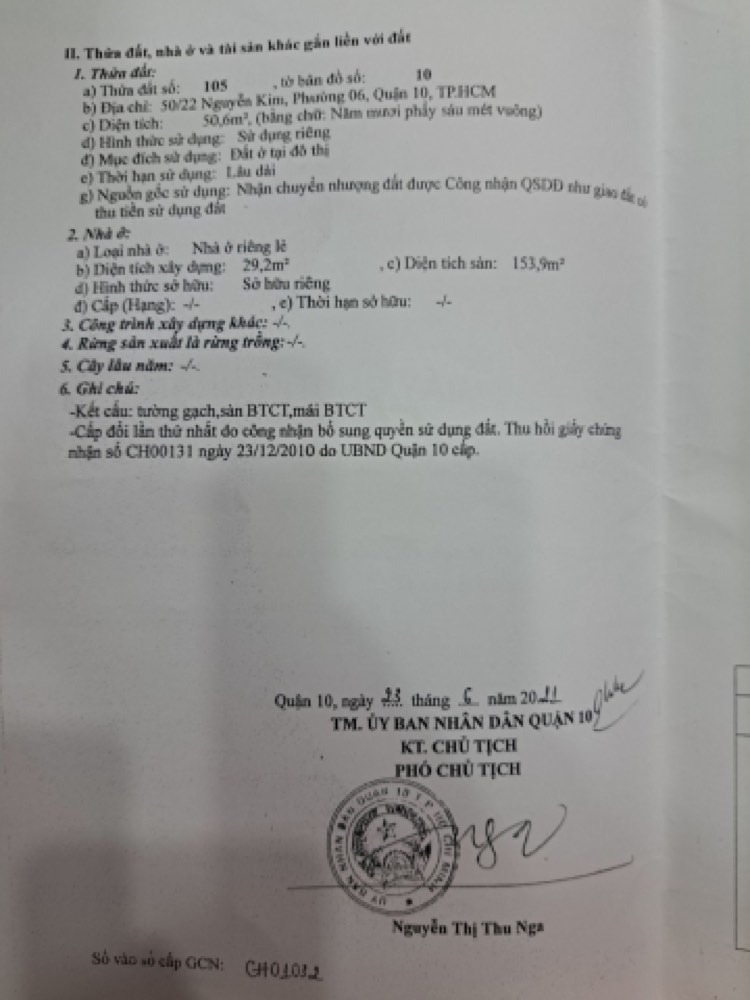 Bán nhà hẻm 50 Nguyễn Kim, Quận 10