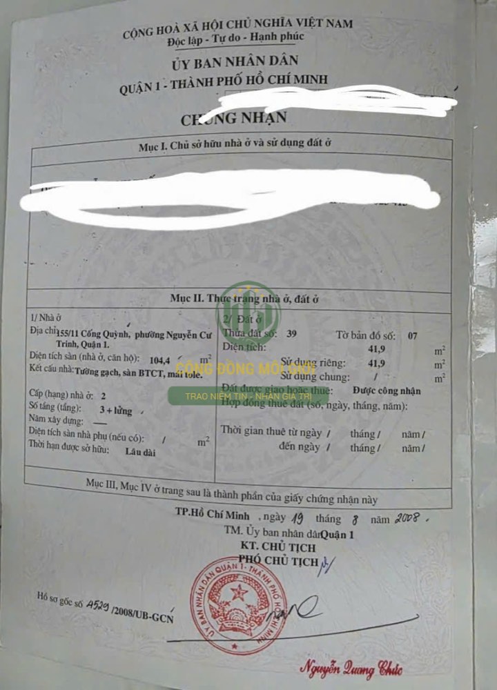 Bán nhà hẻm 155 Cống Quỳnh, Quận 1 - ảnh 1